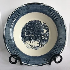 Vintage Currier and Ives Home Sweet Home Serving Bowl 10.25" Royal China 1960's