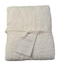 BELGIAN FLAX LINEN HAND-STITCHED SHAM EURO 26X26IN WHITE / IVORY POTTERY BARN