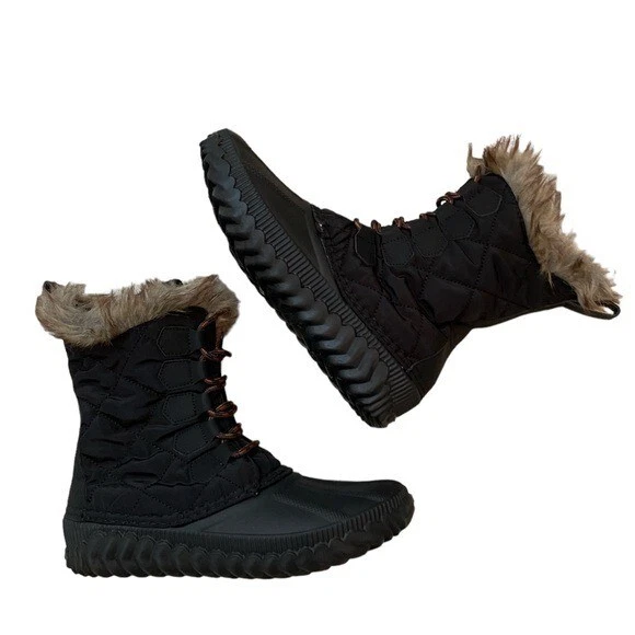 Стеганый искусственного меха зимние ботинки на бамбуке женский размер 7 новый - Изображение 2 из 4