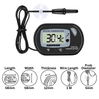 Neu Dual Scale Aquarium LCD Thermometer mit externer Sonde - Kaufen Sie 2 erhalten Sie 1 GRATIS