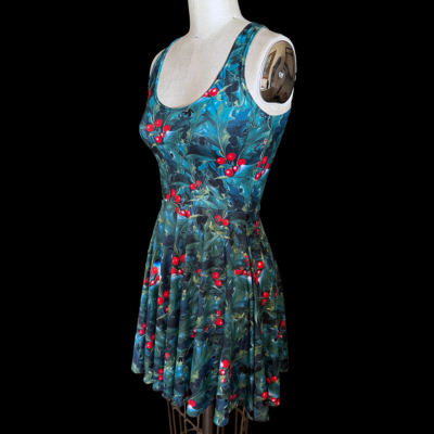 BlackMilk Holly Christmas Print Scoop Neck Skater Mini Dress Size small  holiday | eBay