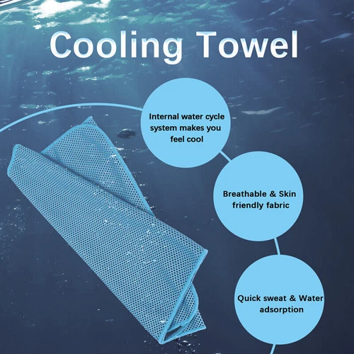 1X Instant Cooling Towel Set ICE Cold Cool Scarf Neck Sports Gym Cycling Golf - Picture 10 of 22