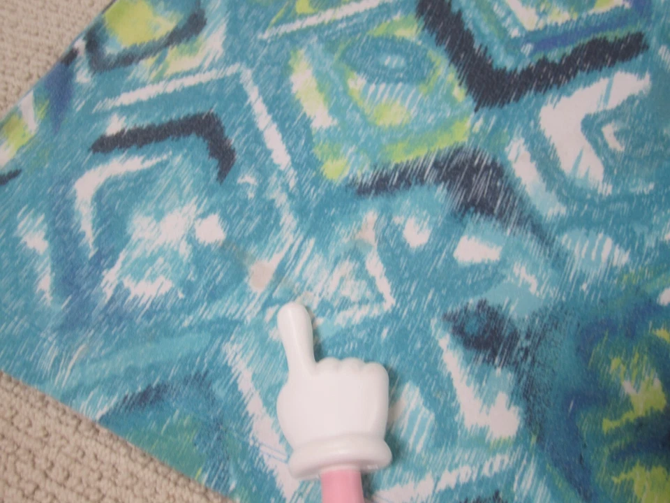 Rebecca Malone Shirt Womens Large Blue Green Geo Short Sleeve Blouse Cotton - Image 3 of 4