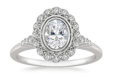 Art Deco Oval Cut Cubic Zirocnia Women's Wonderful Engagement Ring In 935 Silver