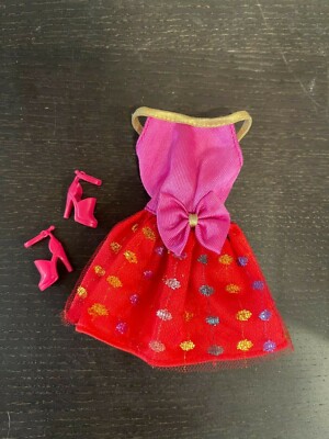 Barbie Party Dress Pink & Red with strappy heels. Genuine Mattel | eBay