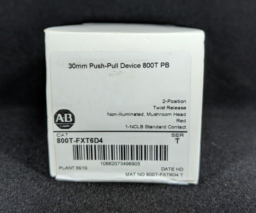 ALLEN BRADLEY 800T-FXT6D4 30.5mm Type 4/13 2 Pos. PB-Non-Illum., Mushroom Hd