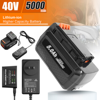 40V 5.0Ah Li-Ion Battery/Charger for Black & Decker 40 Volt Max LBX2040 LBXR36