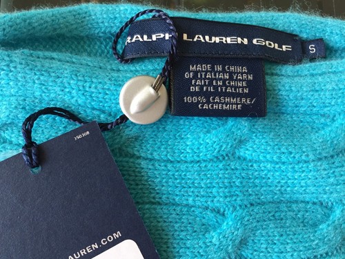 RALPH LAUREN LADIES Sweater 100% CASHMERE Cable Size Small Turquoise Blue $425 - Picture 6 of 11