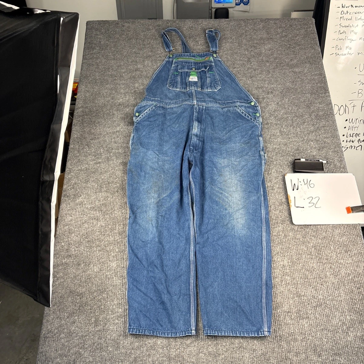 Liberty Denim Bib Overalls Size 48x32 Medium Wash 100% Cotton Medium Wash Blue