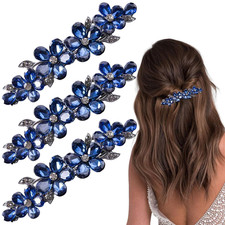 3 PCS Flower Luxury Jewelry Design Hair Barrettes Crystal Rhinestones Hairpin