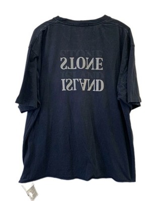 Stone Island Men's XL Navy Blue T-Shirt Reverse Institutional Logo #rm