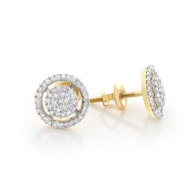 Damen 14K Gold Diamant Kreis Ohrringe Ohrstecker 0,26ct
