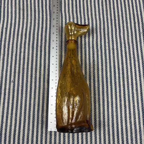 Botella/decantadora vintage de vidrio ámbar Empoli para perro años 60 hecha en Italia - Imagen 14 de 16