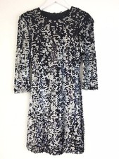 French Connection Dress 8 34 Monochrome Black White Sequin Bodycon Party Mini