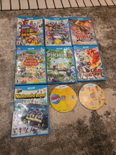 Wii U Game Lot of 9 Smash Bros Pikmin Hyrule Warriors Mario Maker 3D World 101
