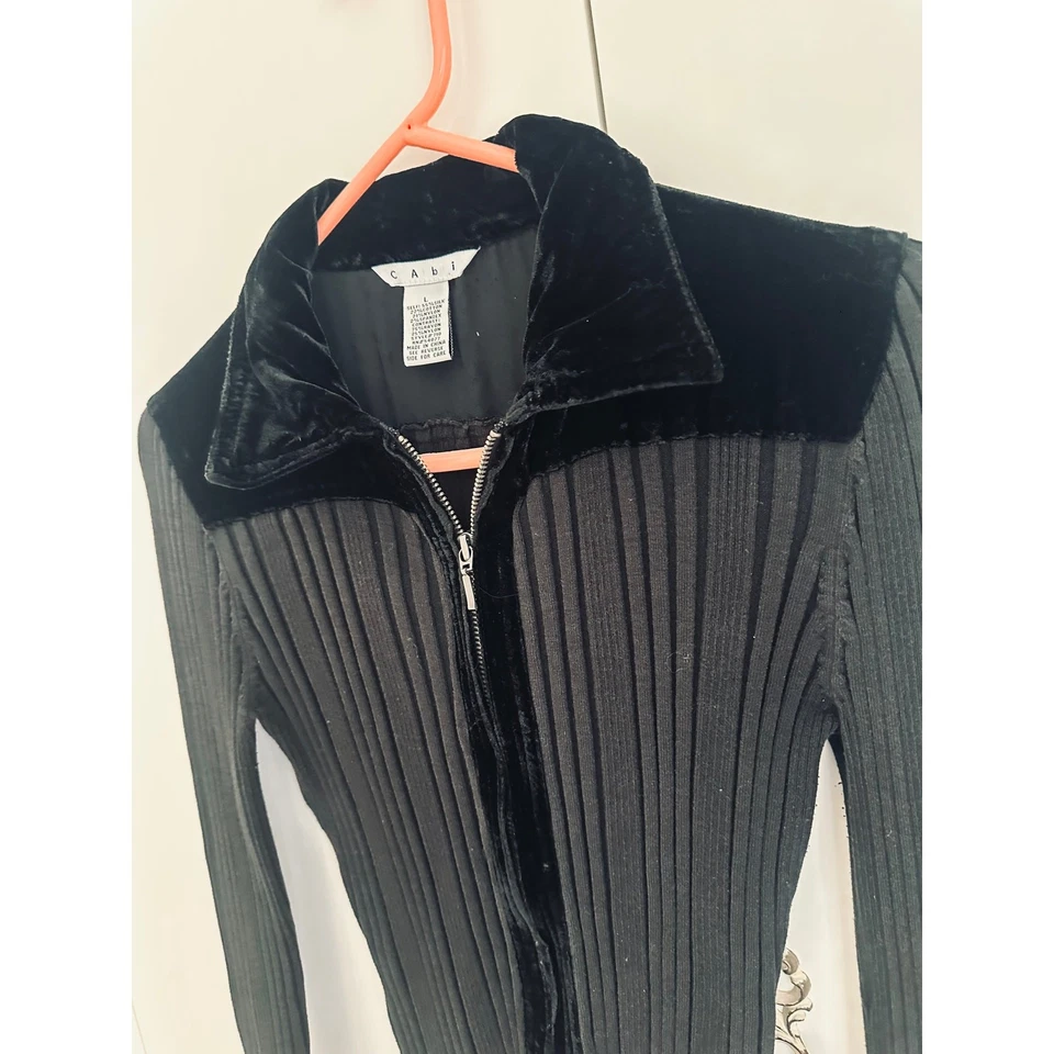 Cárdigan Y2K KNit Cremallera Cuello Terciopelo Talla Grande Gótico Oscuro Grunge Vampiro Foto 3 de 4