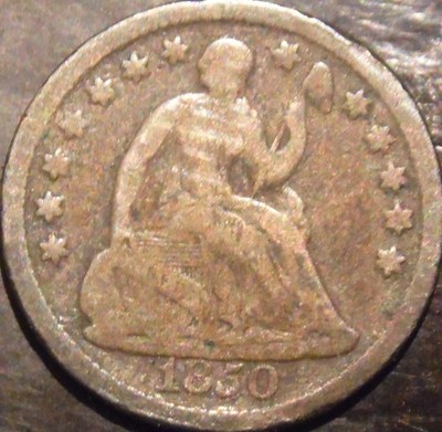 1850-P Seated Half Dime Choice Original Good/VG