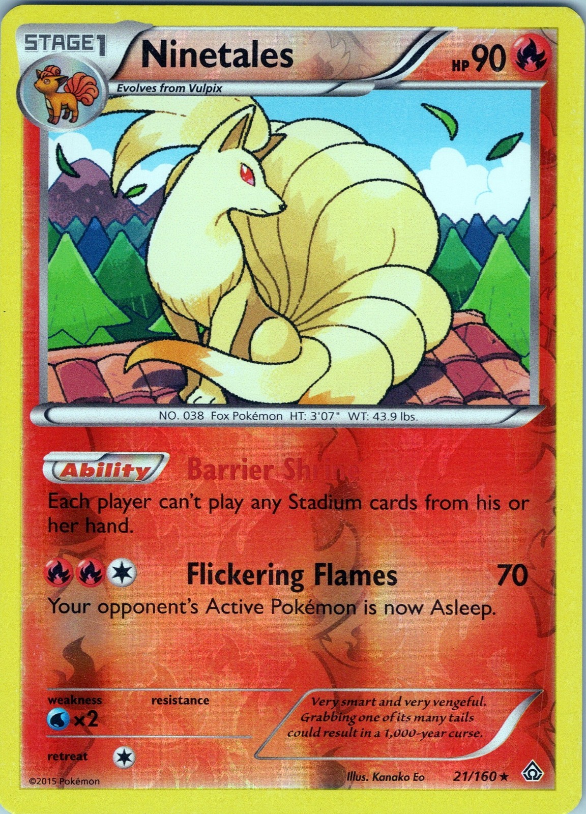 Ninetales 21/160 Rare - Pokemon TCG XY: Primal Clash - Reverse Holo (LP)