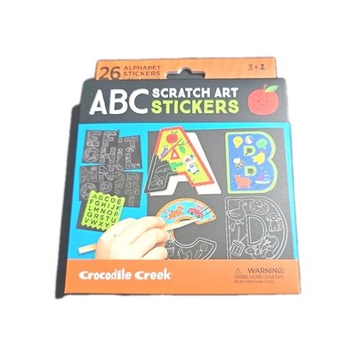 13014 Crocodile Creek Scratch Art Alphabet Stickers 5 Blank Stencil Stylus
