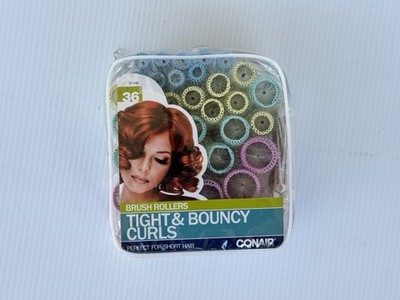 Conair Brush Rollers, Tight&Bouncy Curl, For Short Hair,36 Pieces, 4 Sizes &Pins