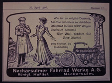 2. NSU Bike Werk AG Neckarsulm biciclette pubblicità pubblicità 1907