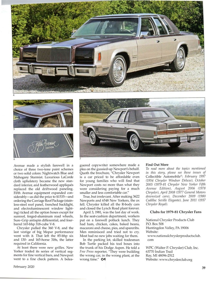 1979 1980 1981 CHRYSLER NEWPORT NEW YORKER FIFTH AVE 10 Article | eBay