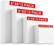 Assorted Mini Stretched Canvas - 12 Pcs, Small Square Paint Canvas for Christmas