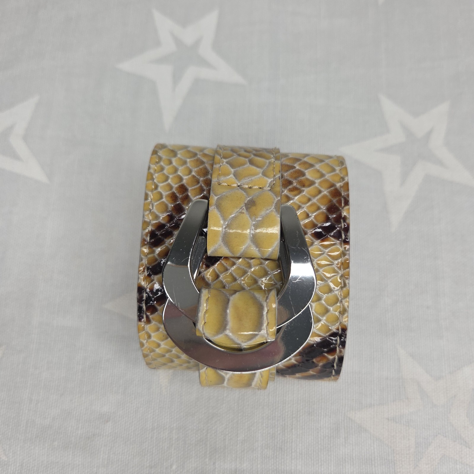 Max Mara Python Embossed Leather Cuff Bracelet - image 7