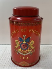 Tea caddy/tin. Vintage Jacksons Of Piccadilly Tea Tin Canister Lions Crest.