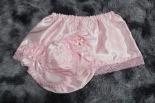 A279 2XL/ElasticW.24-42" Vintage Style Pink Satin Bikini Panties Half Slip