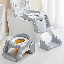 Toilet Trainer Kids Toilet Seat with Stairs Cushion Handle Toilet Seat