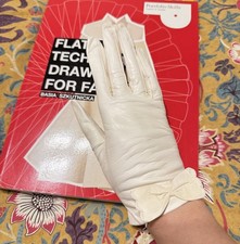 Vintage Short Leather Ivory Bow-tie Gloves by Grandoe