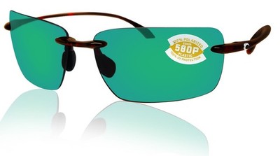 Costa Del Mar Gulf Shore Tortoise Frame Green Mirror 580P Plastic Polarized Lens