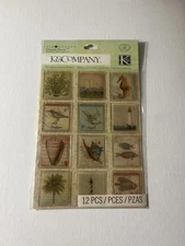 K&Company Clearly Yours Epoxy Stickers ~ Tim Coffey Travel Voyage Postage Stamps