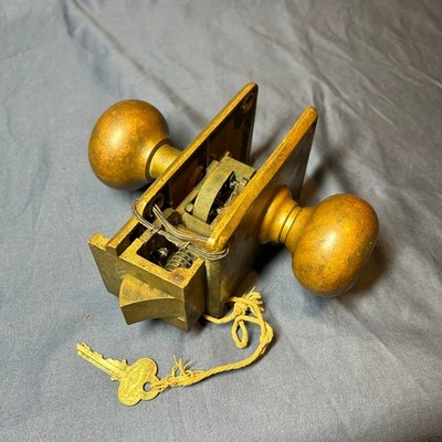 Vintage Brass Door Lock with Key For 1-3/8  Door