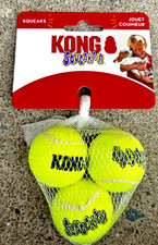 KONG SqueakAir XS Dog Tennis Balls   3 Pack   Small Dogs   Squeaky Fetch Toy