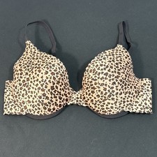 Secret Treasures Bra 36C Animal Print Plunge Lift Lightly Padded Support Comfort