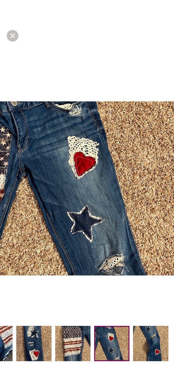 Upcycled Express Distressed Patchwork Embroidered… - image 10