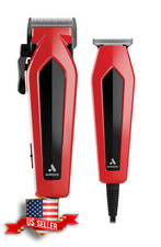 Andis Corded Hair Clipper and Trimmer 15-Piece Combo Kit, Red