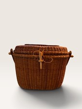 Rare Vintage Barlow Nantucket-Style Basket Purse with Quail Plaque