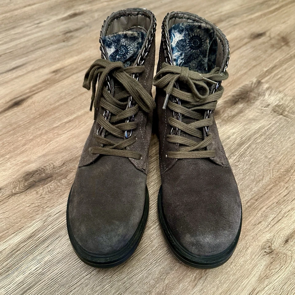 Botas de cuero de gamuza Chelsea Miz Mooz talla 39 gris azul cadena de terciopelo EE. UU. talla 8,5-9 Foto 3 de 4