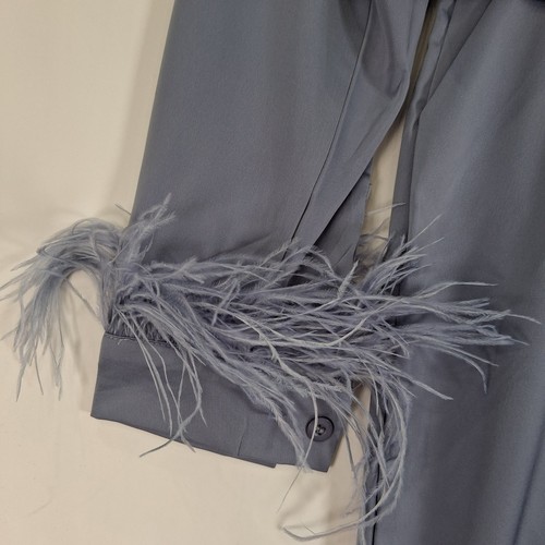Club L London Feather Two Piece Outfit UK 8 Blue Tie Front Tags Preloved  - Foto 8 di 11