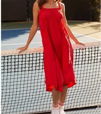 Daily Practice Anthropologie Keeseville Sleeveless Smocked Dress Sz XS Red