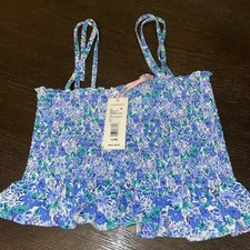 NWT Vineyard Vines Girls Swim Top Tankini Smocked Helen L 16