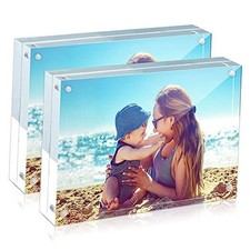 Acrylic Frames, 2 Pack 4x6, 20mm Thicker Frameless Clear Frame, 4x6 2 PACK 