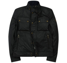 Image of Belstaff Dark Blue Waxed Cotton Slim Fit Racemaster Icon Jacket Size UK 34
