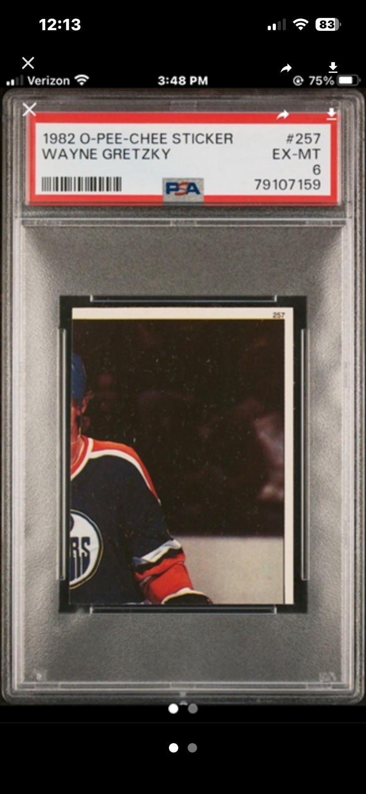 1982 O-Pee-Chee Stickers Wayne Gretzky #256, 257, 258, 259 PSA 6 & PSA 8 NM-MINT view 4