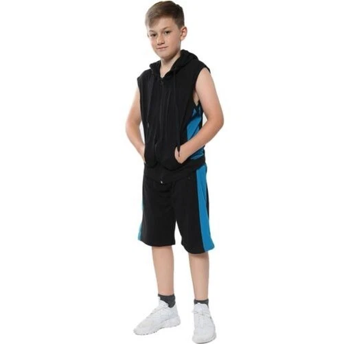 Kids Hooded Zip Top & Shorts Black & Blue Set Summer Wear Girls Boys Age 5-13
Opens in a new window
