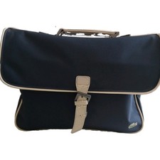 Borsa valigetta vintage Lacoste blu navy con bordo crema