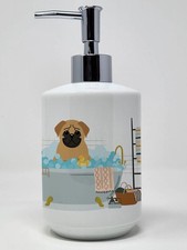 Brown Pug in Bathtub Ceramic Soap Dispenser Hand Soap Dispenser Pump Bottles